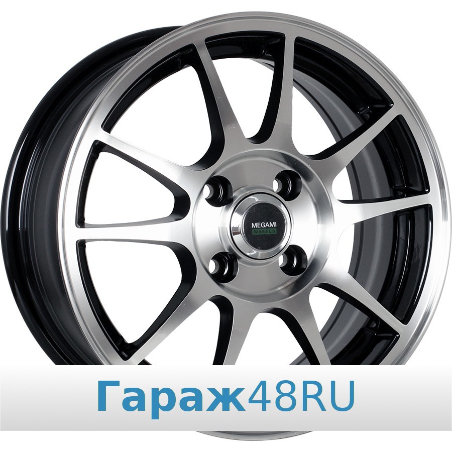 Megami MGM-5 R15 / 6J PCD 4x98 ET 35 ЦО 58.6 Литые Черный глянцевый с полированной лицевой поверхностью