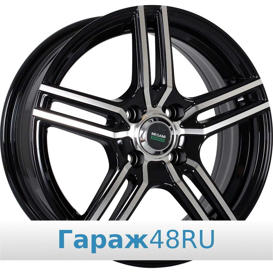 Megami MGM-1 R15 / 6J PCD 4x100 ET 40 ЦО 60.1 Литые Черный глянцевый с полированной лицевой поверхностью